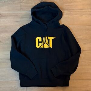 Caterpillar Black Hoodie with Yellow Logo